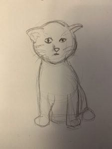 bad pencil drawing of a kitten