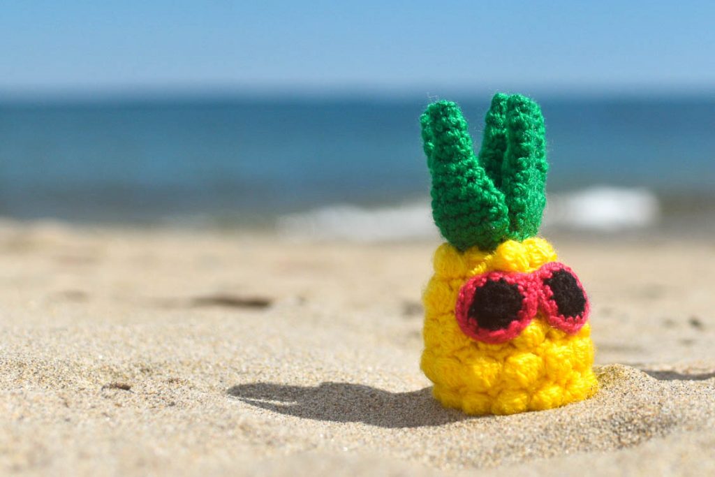 mini pineapple on beach