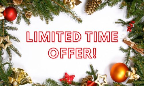 The words Limited Time Offer, surrounded by a border of mistletoe and Christmas decorations